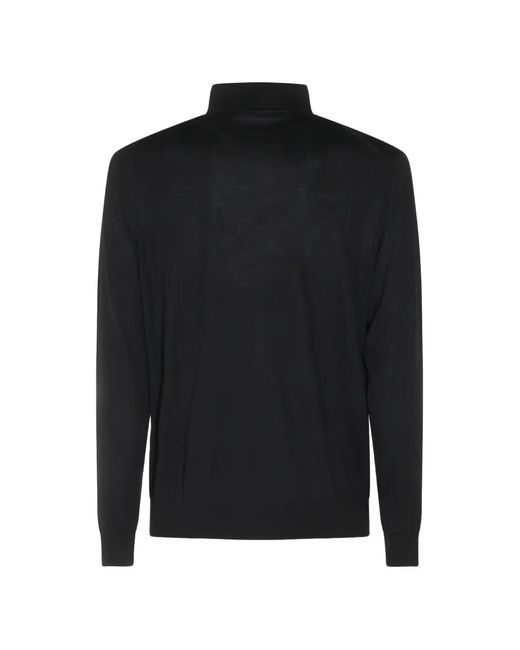 Kiton Black Long-Sleeve Button-Down Polo Shirt for men
