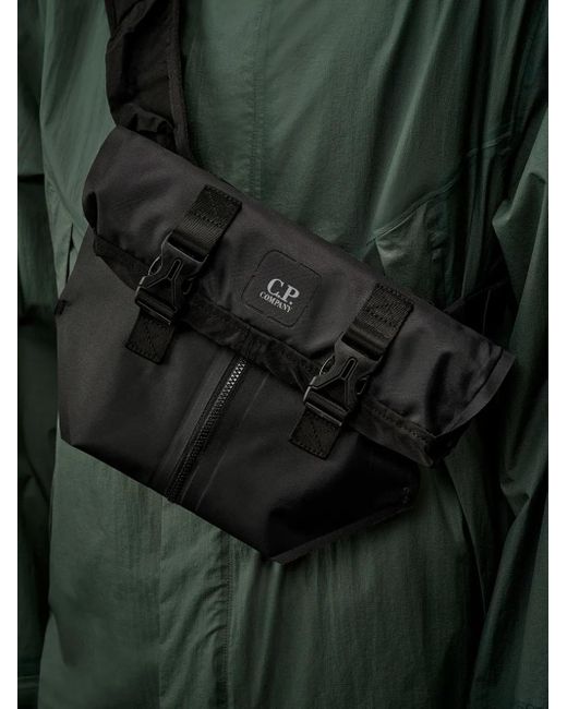 C P Company Black Buckle-Fastening Roll-Top Transformable Bag for men