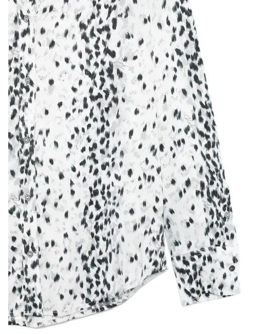Karl Lagerfeld White Dalmatian-Print Button-Up Shirt