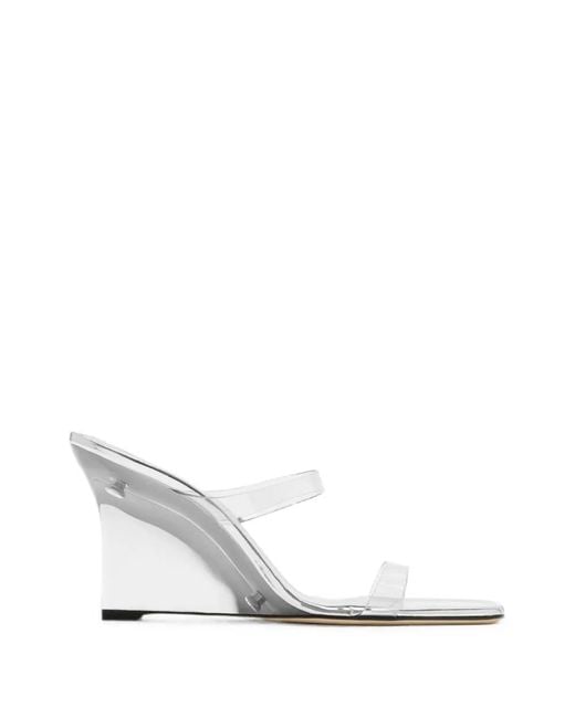 Stuart Weitzman White Transparent-Strap Wedge Sandals