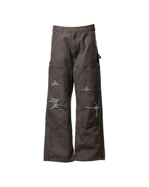 KAMIYA Gray Boro Distressed Painter Trousers for men