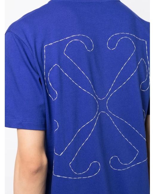 Off-White c/o Virgil Abloh Blue Off- Logo Cotton T-Shirt for men