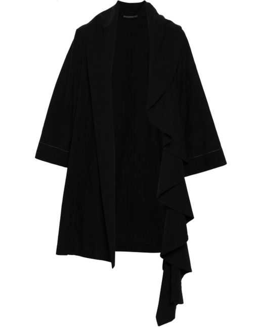 Yohji Yamamoto Black Open-front Textured Jacket