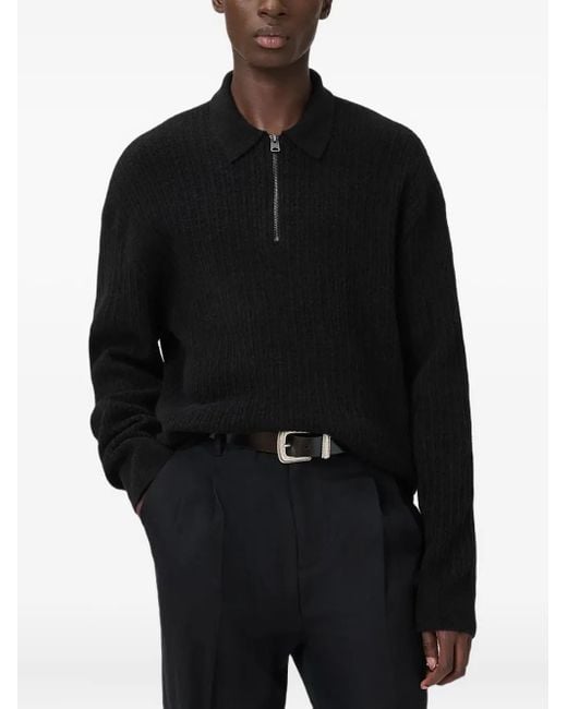 AllSaints Black Wren Frayed-Edge Single-Breasted Blazer for men