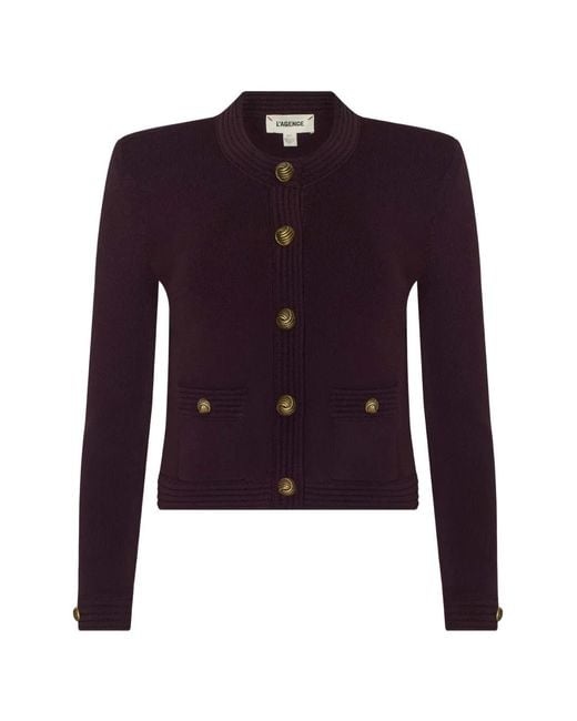 L'Agence Purple Patsy Buttoned Cardigan