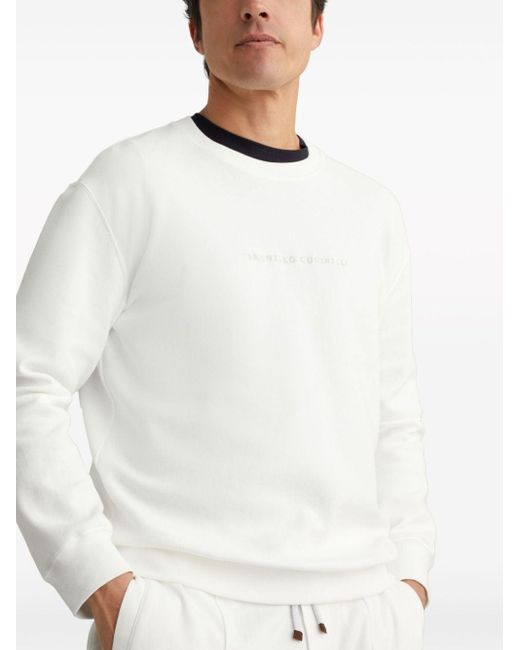 Brunello Cucinelli Sweatshirt mit Logo-Stickerei in White für Herren