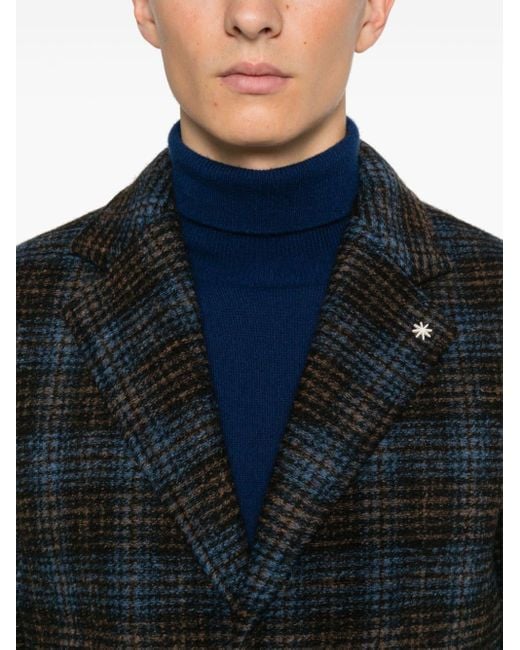 Manuel Ritz Blue Checked Coat for men