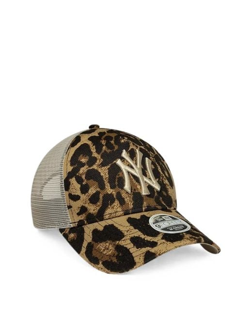 KTZ Brown 9Forty Leopard-Pattern Baseball Cap