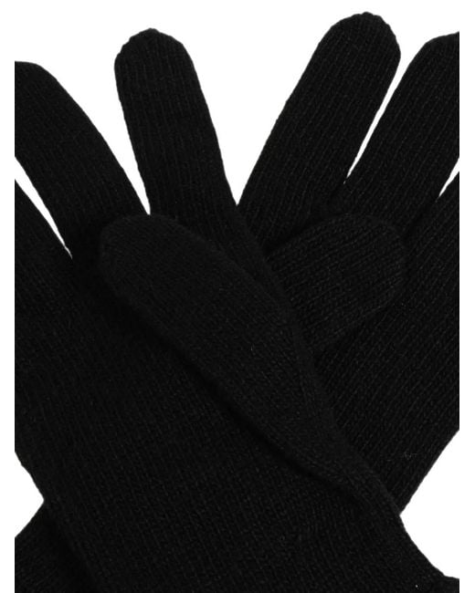 Moschino Black Logo-Patch Knitted Gloves