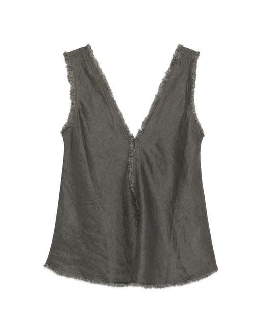 P.A.R.O.S.H. Gray Blouse À Col V Et Franges