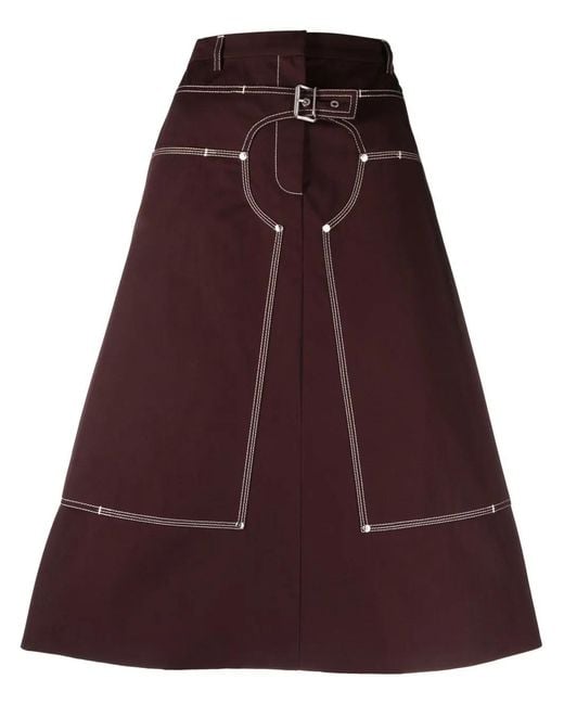 Stella McCartney Purple A-line Buckled Midi Skirt - Women's - Cotton