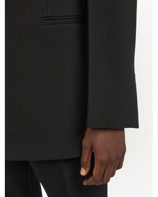 Ferragamo Black Collarless Single-Breasted Suit for men