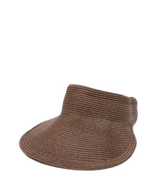 Borsalino Brown Jasmine Logo-Plaque Woven Visor