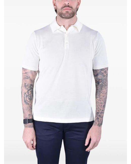 Kangra White Polo En Coton À Manches Courtes for men