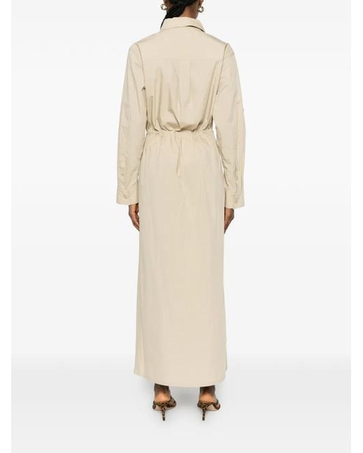 P.A.R.O.S.H. White Robe Mi-Longue À Poches À Rabat