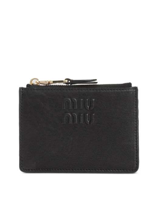 Miu Miu Black Embossed-Logo Card Holder
