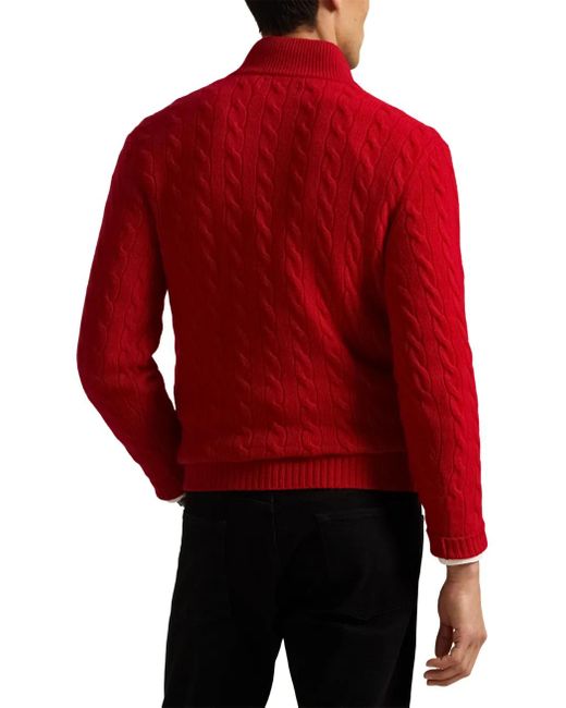 メンズ Polo Ralph Lauren ケーブルニット セーター Red