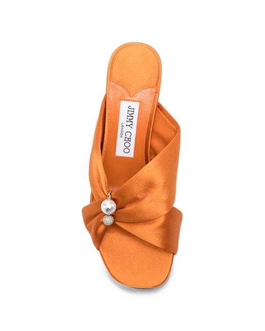 Jimmy Choo Orange Rafi Pearl-Embellished Sandals