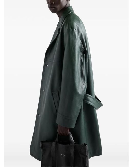 Prada Green Leather Coat for men