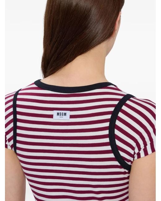 MSGM Red Striped Trim T-Shirt