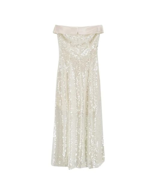 Alberta Ferretti White Sequin-Embellished Midi Dress