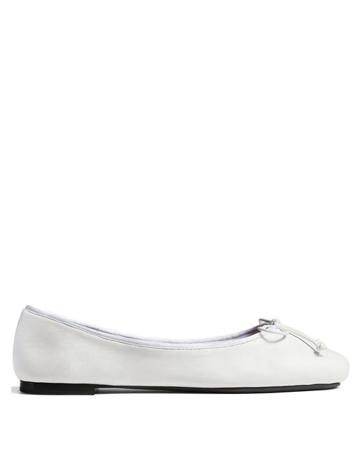 Khaite White Leather Bow Ballerina