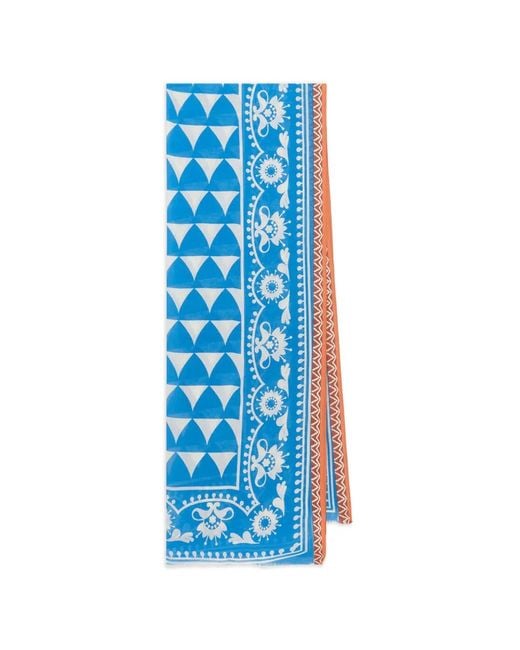 Maliparmi Blue Geometric Printed Scarf