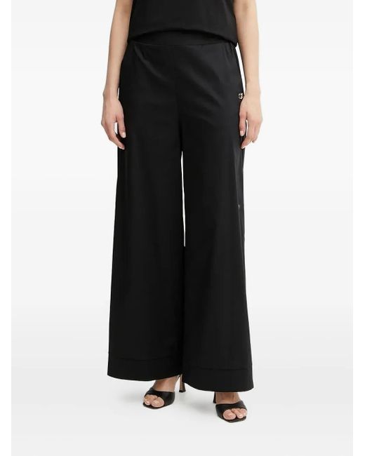 Liu Jo Black Elastic-Waist Wide-Leg Trousers