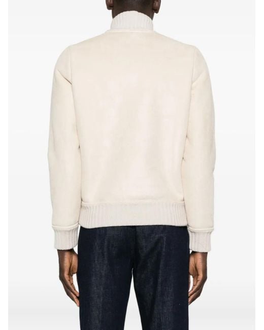 Gran Sasso White Ribbed Zip-Up Jacket for men