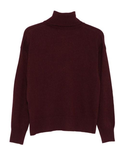 Woolrich Purple Bordeaux Knit Sweater With High Neckline