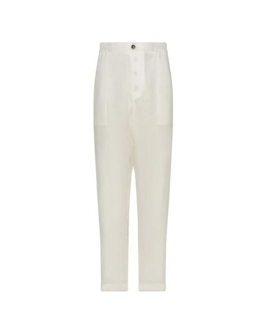 Franzese Collection White Linen Trousers for men