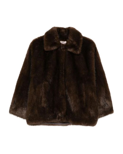 VALENTINI 1972 Black Faux-Fur Collared Jacket