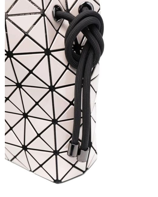 Issey Miyake White Geometric-Pattern Drawstring Shoulder Bag