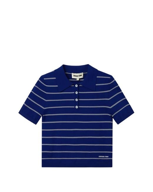 ShuShu/Tong Blue Striped Polo Shirt