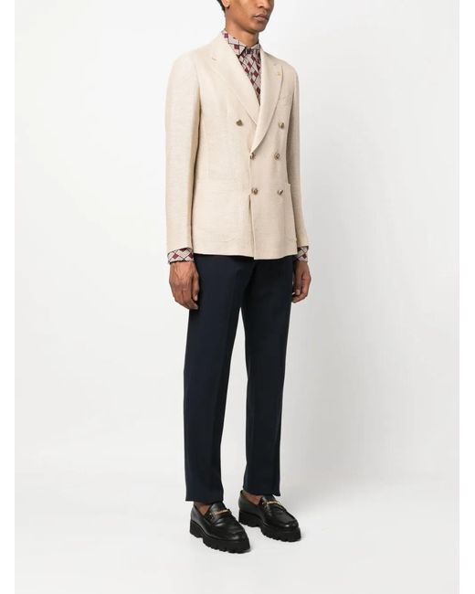 Tagliatore Natural Double-Breasted Peak-Lapels Blazer for men