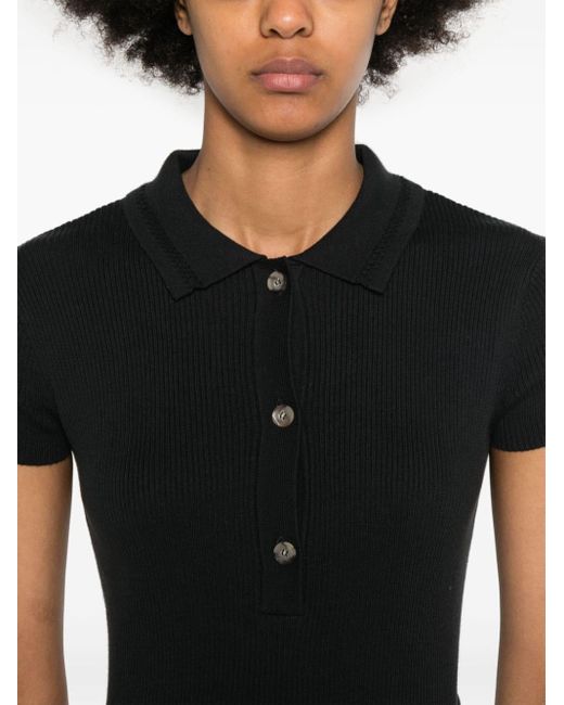 A.P.C. Black Ribbed-knit Polo Top