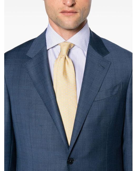 Zegna Blue Plaid-check Single-breasted Suit for men