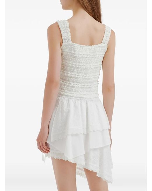 B+ AB White Ruffled Bow-Detail Top