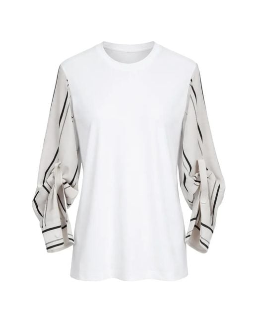 3.1 Phillip Lim White Striped-Detail T-Shirt