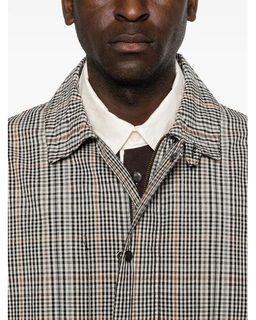 Barbour Gray Westoe Check-Pattern Drawstring-Hem Coat for men