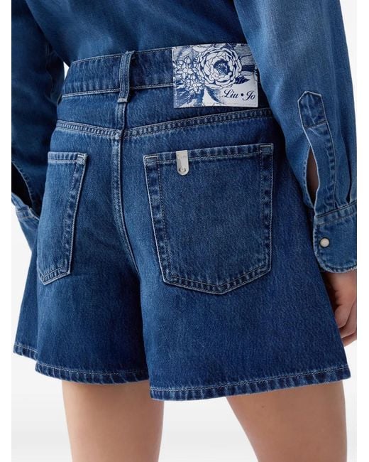 Liu Jo Blue Buttoned Cotton Shorts
