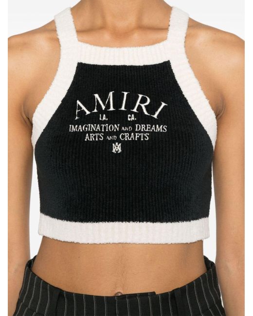 Amiri Black Logo-Embroidered Ribbed Crop Top