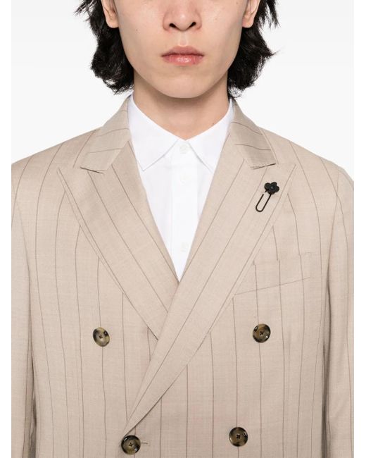 Lardini Natural Striped Double Breasted Suit for men