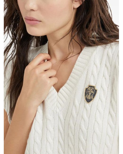 Brunello Cucinelli ロゴパッチ トップ White