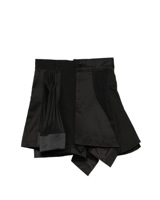 Sacai Black Pleated Panel Skirt