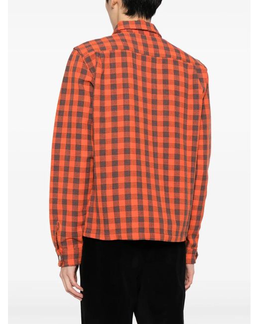 Wales Bonner Orange Check-Pattern Organic-Cotton Jacket for men