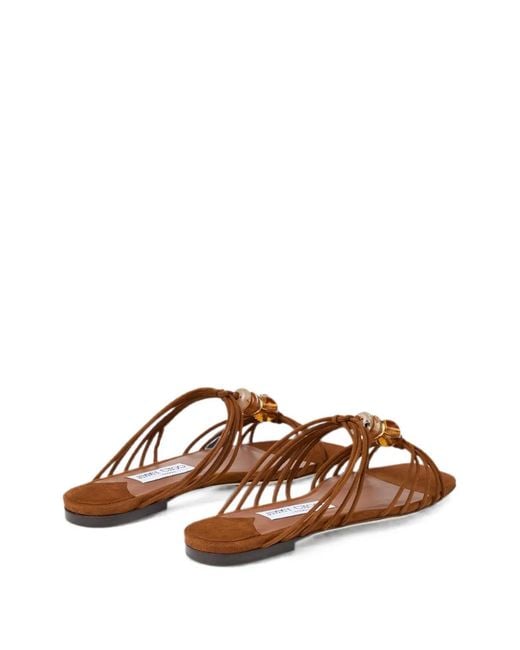 Jimmy Choo Brown Mules Plates Lova En Daim Mélangé À Perles