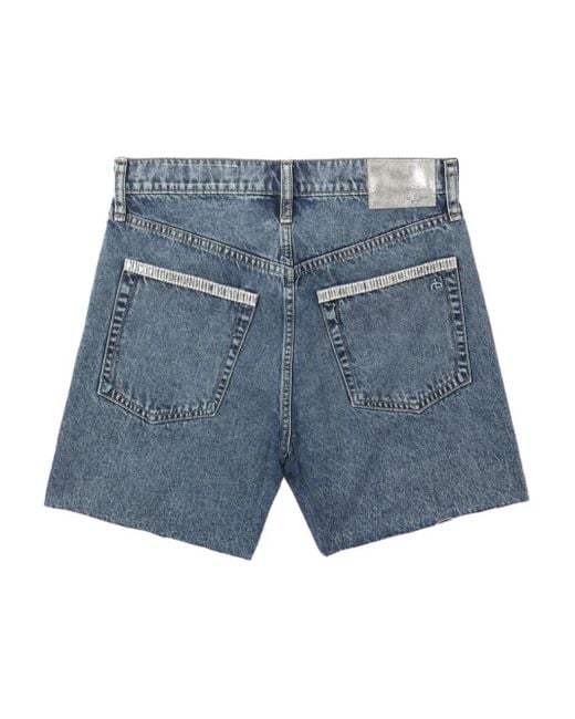 Rag & Bone Blue Crystal-Embellished Denim Shorts