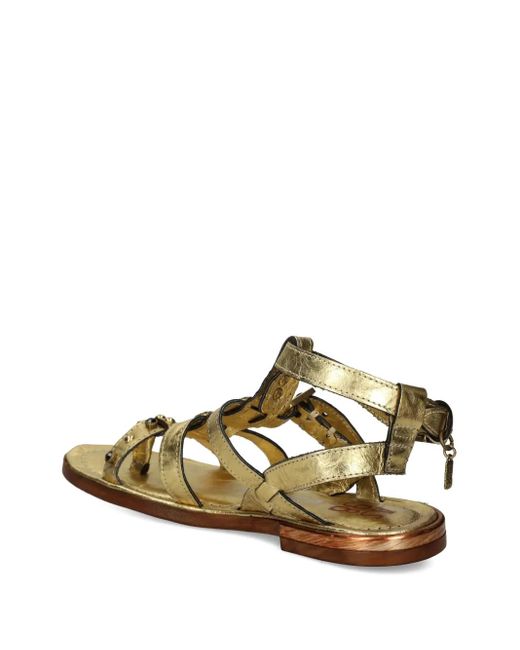A.s.98 Metallic Grant Studded Buckled Flat Sandals