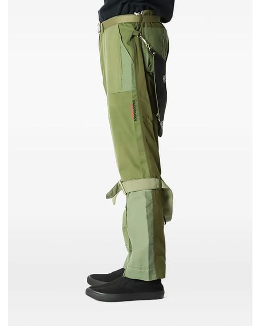 Children of the discordance Logo-Print Cargo Trousers in Green for